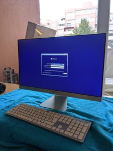 ordinateur, all in one, bleu